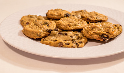 Chocolate Chip Cookies on Plate 