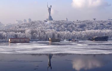 Winter view of Kiev city and the Dnieper river