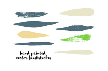 Green Stripes or Lines. Hand Painted Vector Ink Banners. Vintage Logo Stains, Graffiti Doodle. Spring Green Stripes, Hipster Vector Brushstrokes.  Funky Grunge Frame Element, Button or Brushed Banners