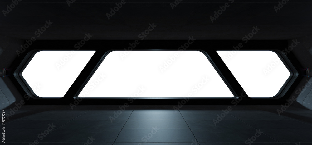 Poster spaceship futuristic interior with window view