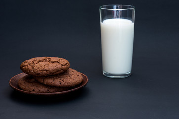 Milk and cookies. Easy snack. Breakfast with milk.