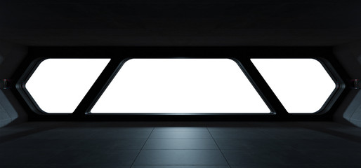 Fototapeta premium Spaceship futuristic interior with window view