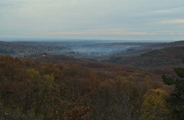 View at valley from Fruska Gora mountain, Serbia
