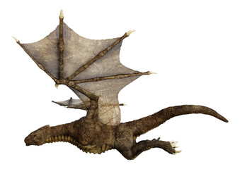 3D Rendering Fantasy Dragon on White
