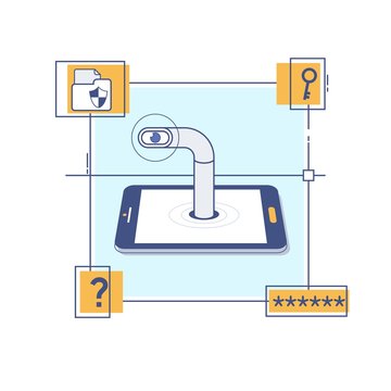 smartphone security concept, eye spying clip art preview