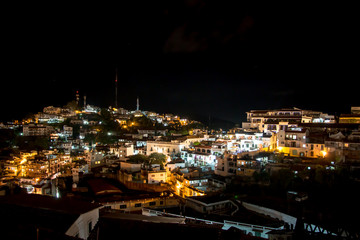 Night view of Taxco, mexican capital of silver trade