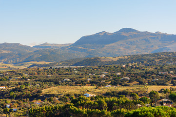 Green landscape among mountains in Andalusia, Spain