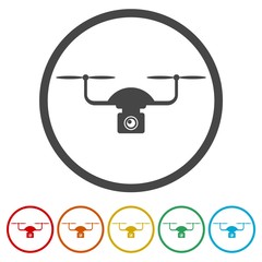 Quadrocopter Drone Icon, 6 Colors Included