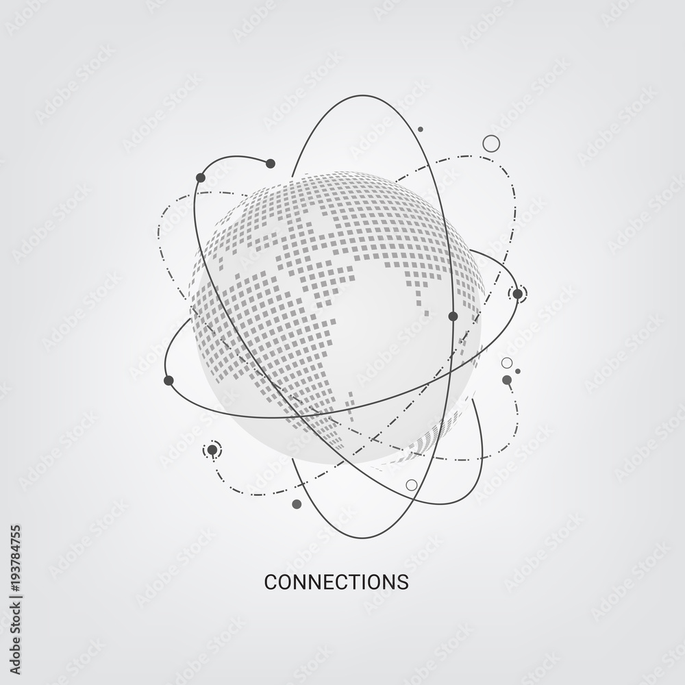 Poster Abstract technology background. Global network connections with points and lines on globe \earth map.