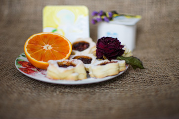 Homemade cookies on the table in a plate for a delicious