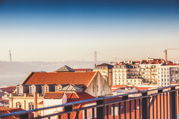 Lisbon, the capital of Portugal, a beautiful city landscape, a view of the tiled roofs