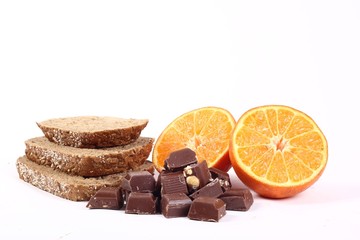 Fruits and bread
