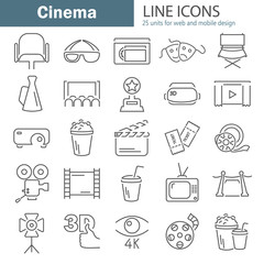 Cinema line icons set for web and mobile design