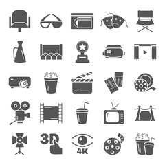 Cinema simple icons set for web and mobile design
