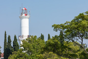 Lighthouse of historic neighborhood in Colonia del Sacramento, Uruguay