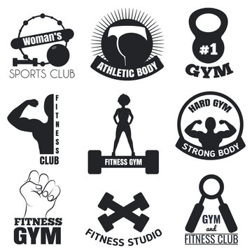 Vector set of labels or emblems about healthy sport lifestyle. Perfect for gyms, fitness clubs, studios