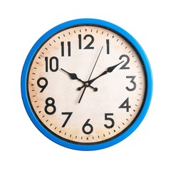 Vintage clock over isolated white background