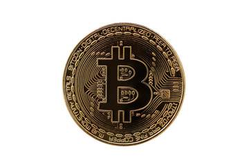 golden bitcoin isolated on white background