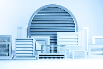 Set of grilles for air ducts. Ventilation. Round grille for ventilation.