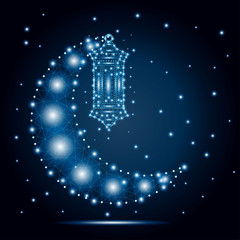 Obraz na płótnie Canvas lantern Fanoos polygon crescent blue stars 3