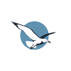 Obraz premium ikona latającej mewy w niebieskim kółku