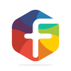 Fototapeta premium logo icon hexagon shape with colorful concept with a combination of initial letter F