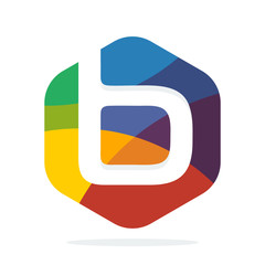 logo icon hexagon shape with colorful concept with a combination of initial letter B