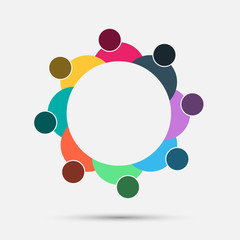 Abstract colorful people in a circle,Teamwork meeting,people are meeting in the room.