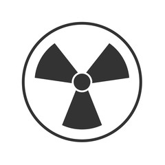 radiation icon,radiation symbol,White icon on blue background,Vector illustration