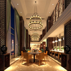 3D render of dining room