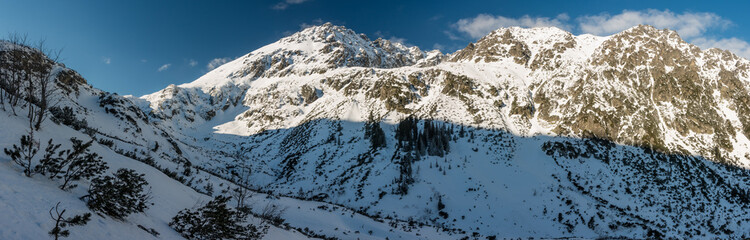 panorama of rocky ridge in winter, tatra mountains © tomeyk