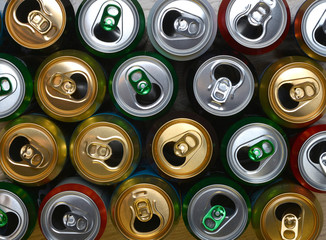 The open cans of beer.