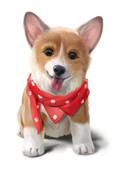 Cheerful Corgi in a red handkerchief