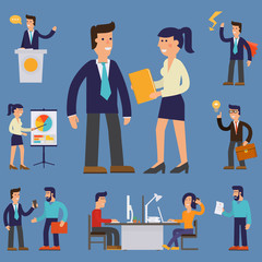 Four Illustrations of Cartoon Character Successful Businessman