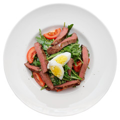 Roast beef appetizer isolated on white