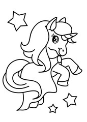 Pony coloring book, vector