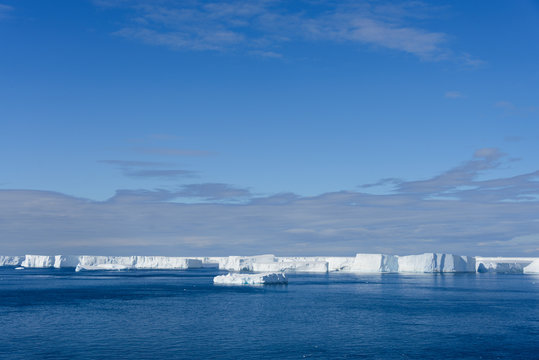 Antarctic landscape with iceberg aerial view