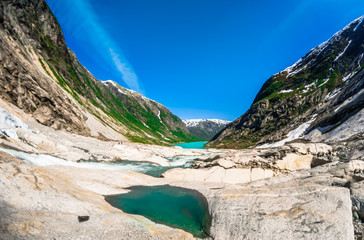 View on Landscape by Nigardsbreen glacier in Norway