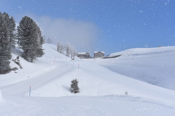 Schneefall in den Bergen