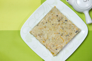 Chinese food steamed pumpkin cake ready to serve