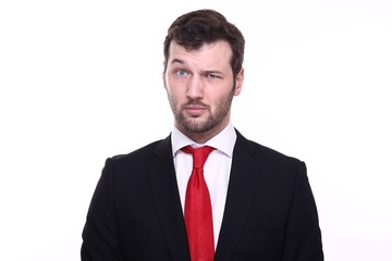 Young businessman with facial expressions