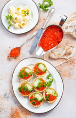 tartalets with red caviar