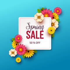 Obraz premium Spring sale background with beautiful flowers
