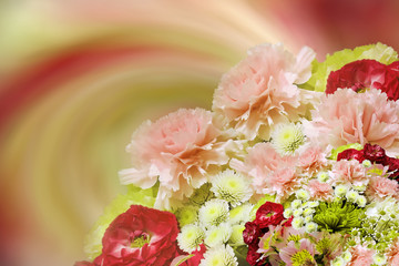 Floral colorful beautiful background. Bouquet of red-pink-white-yellow  flowers.  Flower composition. Nature.