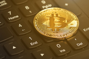 bitcoin on the computer keyboard