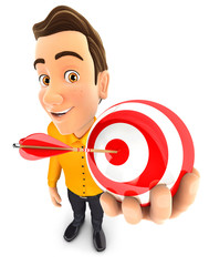 3d man holding a sphere target