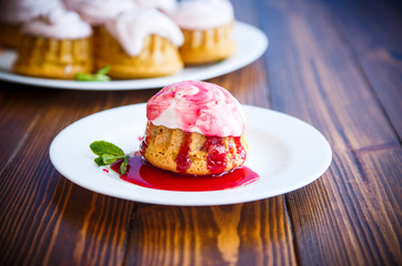 sweet muffins with berry cream