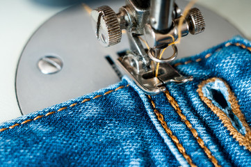 sewing process denim material