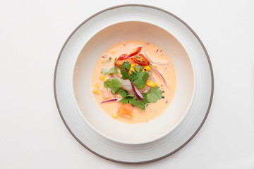 Sea bass ceviche shot from above