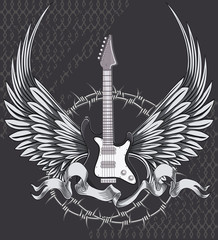 Winged guitar emblem